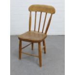 Child's pine chair with spindle back, solid set and turned legs, 64 x 28cm