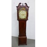 Robert Sharp, Edinburgh, a 19th century mahogany longcase clock with broken swan neck and painted