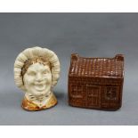 19th century brown glazed pottery money bank in the form of a House and another in the form of
