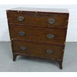 19th century mahogany chest with three long drawers, (a/f) 80 x 79cm