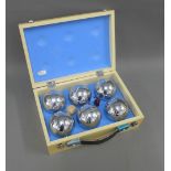 French steel garden boules set, in fitted box