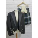 Gents kilt outfit comprising a Prince Charlie jacket, waistcoat, kilt and pair of woollen socks,