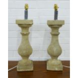 Pair of composite stoneware table lamp bases, 58 x 14cm (2)