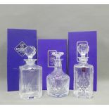 Three Edinburgh crystal glass decanters with stoppers, all boxed (3)