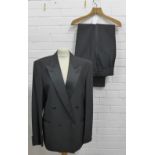 Moss Brothers black evening suit comprising jacket and trousers, trousers size 42R, appears in