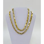 Heavy gold plated silver necklace with large interlocking links, unmarked