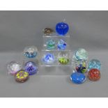 Collection of fifteen paperweights to include Selkirk and Caithness Glass and Tweedmuir, etc (15)