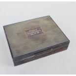 Birmingham silver cigarette box, with engine turned lid and cedar lined, 11 x 9cm
