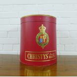 Christy's London red card hat box and cover, 34 x 32.5 x 29cm