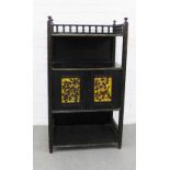 Aesthetic Movement ebonised cabinet, with a galleried top over an open recess above a pair of