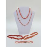 Five strands of vintage coral beads (5)