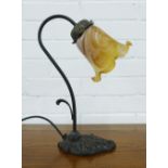 Modern table lamp with a Tiffany style glass shade and metal base, 36cm high