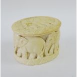 Early 20th century carved ivory box and cover, 10 x 7cm