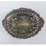 Victorian silver pierced basket, William & George Sissons, Sheffield 1895, 21cm long