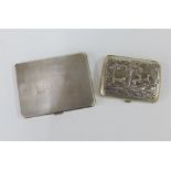 George V silver cigarette case, Birmingham 1931 together with a white metal cigarette case (2)