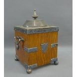 19th century oak and Epns mounted caddy, 21cm