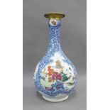 Late 18th / early 19th century Chinese famille rose vase with underglaze blue, garlic mouth and