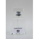 Art Deco style clear glass scent bottle, 10cm high