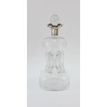 George VI silver collared gurgle glass decanter and stopper, Birmingham 1945, 27cm high