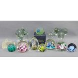 Collection of ten glass paperweights to include Caithness 'Water colour - Butterflies' with box, and