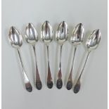 Set of six Scottish provincial silver dessert spoons, pointed end Old English pattern, circa 1800,