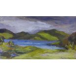 Perpetua Pope (SCOTTISH 1916-2013), Loch scene, oil on board, signed, 44 x 25cm