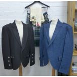 Gents kilt outfit comprising a Harris Tweed Argyle jacket, , kilt and two pairs of woollen socks,