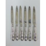 Set of six George V silver fruit knives with silver blades, R F Moseley & Co, Sheffield 1925, 17cm