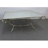 Julian Chichester antiqued glass and metal Larson coffee table, 120 x 50cm