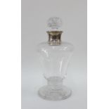 George V silver collared glass decanter and stopper, Hukin & Heath, Birmingham 1925, 25cm high