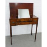 19th century mahogany and ebonised washstand, with a hinged rectangular top opening to reveal a