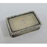 Victorian silver snuff box, the hinged lid with an engraved crest, George Unite, Birmingham 1897,