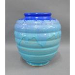 Early 20th century Langley Ware blue glazed vase, 22cm high