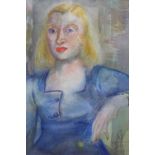 Drummond Bone, (Scottish 1907 - 1979), half-length watercolour portrait of a girl, signed and