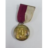 Silver gilt Masonic medallion, inscribed Honorable Testimonial of Masonic Charity & Benevolence