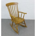 Pine rocking chair of traditional design, 112 x 68cm