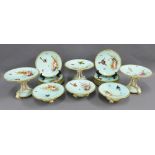 Royal Worcester dessert service, painted and enamelled with birds and butterflies in the manner of