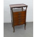 Edwardian mahogany music cabinet with Art Nouveau brass handles and five drawers, with Banks & Co