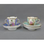 Dresden porcelain cups and saucers, (5)