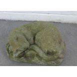 A composite stone garden figure of a sleeping cat, 37cm