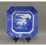 Japanese blue and white octagonal plate,