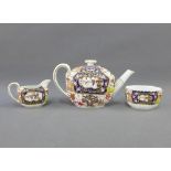 Copeland 19th century Imari teaset comprising a fluted teapot, cream jug, sugar bowl, six cups and