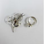 Scandinavian silver to include a Norwegian ring, stamped Sterling Silver Norway and a Danish