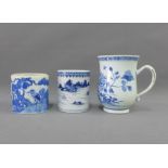 Chinese blue and white bell shaped tankard with flowers and foliage pattern, Chinese blue and