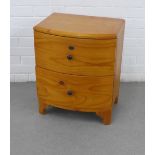 A contemporary cherrywood two drawer bow front bedside cabinets, 62 x 50 x 40cm (2)