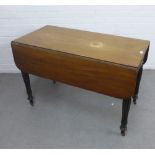 19th century mahogany Pembroke table with fluted legs, 112 x 73 x 56cm