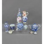 Collection of Chinese 19th century and later porcelains to include a teapot, vases, sparrow beak