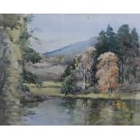 Jackson Simpson, (1893 - 1963) ‘The Loch of Aboyne', watercolour, signed and entitled and framed
