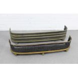 Two brass fenders, with a pierced grill, largest 113 x 22cm (2)