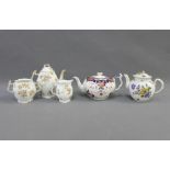 19th century porcelain floral teapot, Staffordshire Imari pottery teapot and a Limoges porcelain